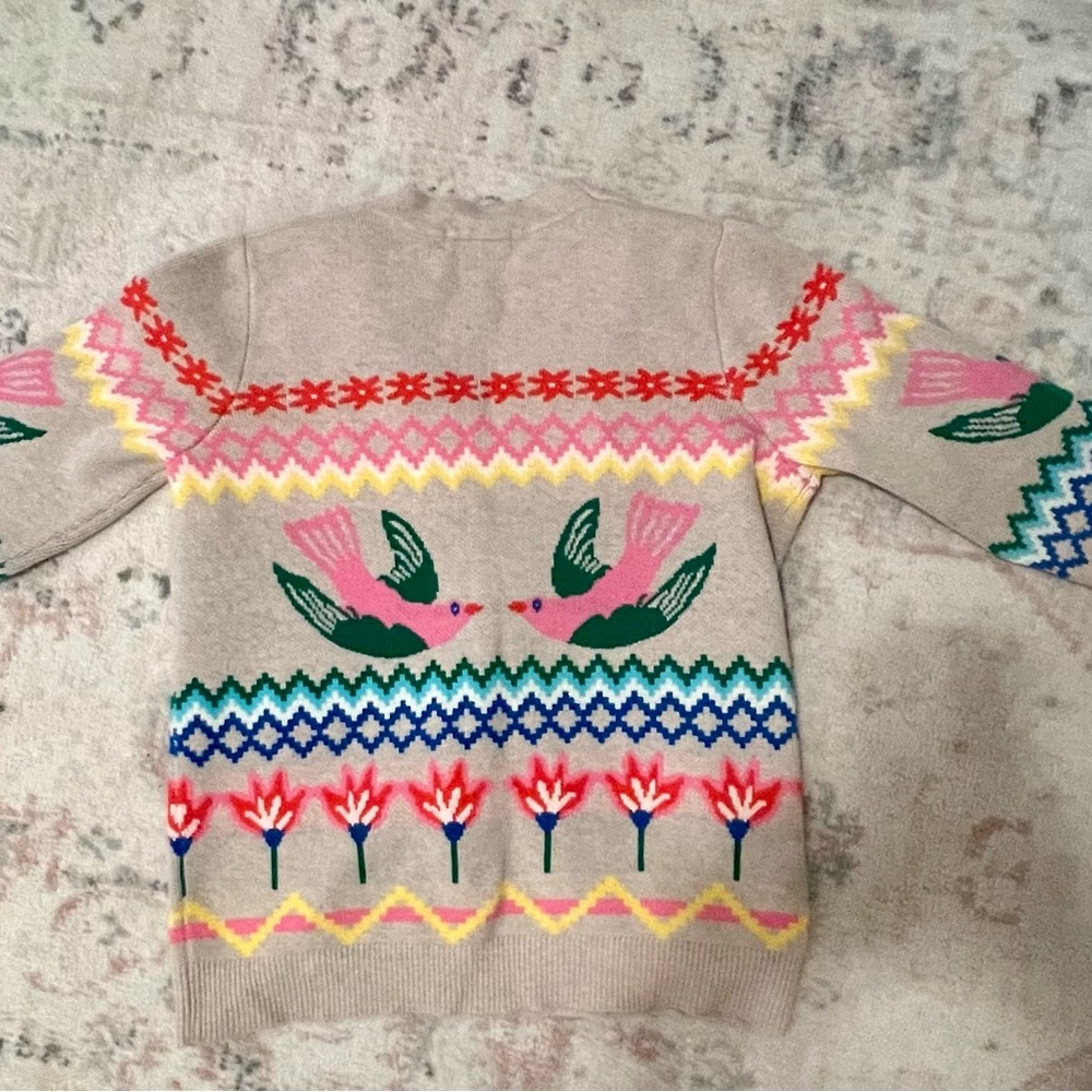 Boden Multicolor Bird Pattern Cardigan - Picture 5 of 6